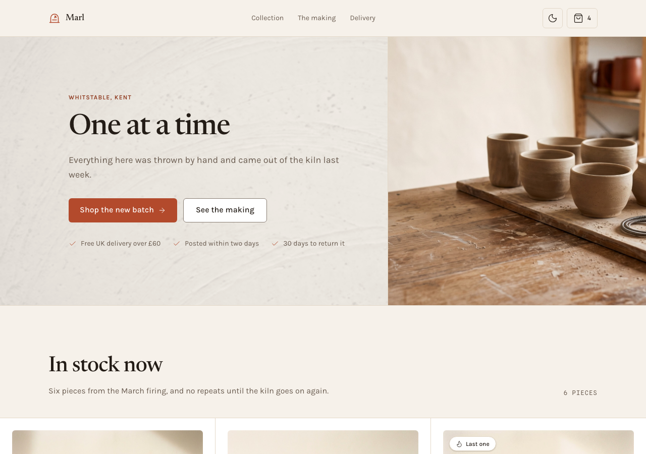 Kiln Tailwind ecommerce Next.js template — home page