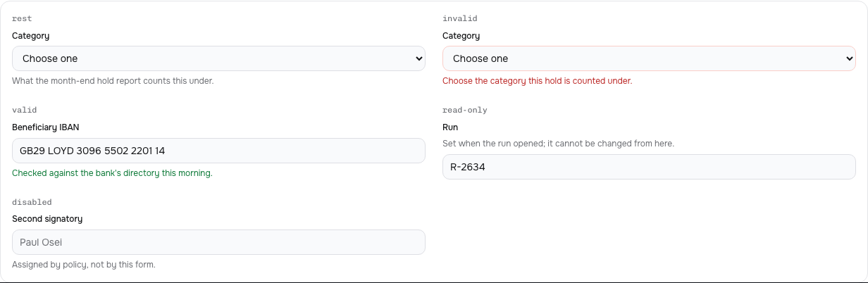 Clearing Tailwind finance dashboard template — ui/field component