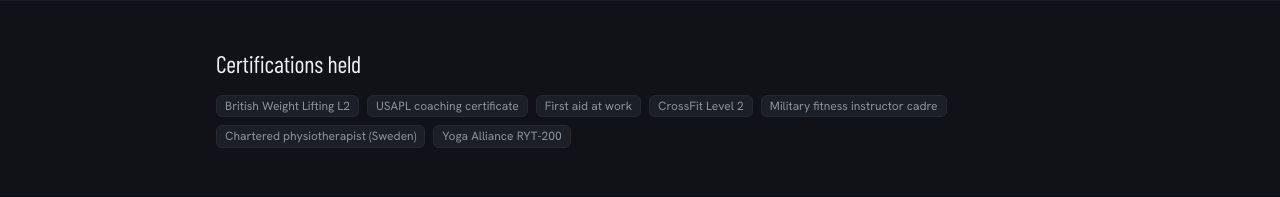 Circuit gym website template Tailwind react — certifications-band component