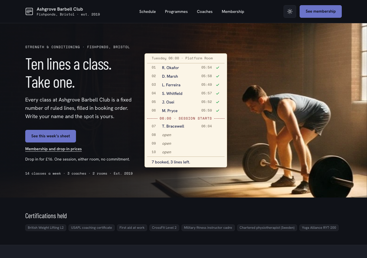 Circuit gym website template Tailwind react — home page