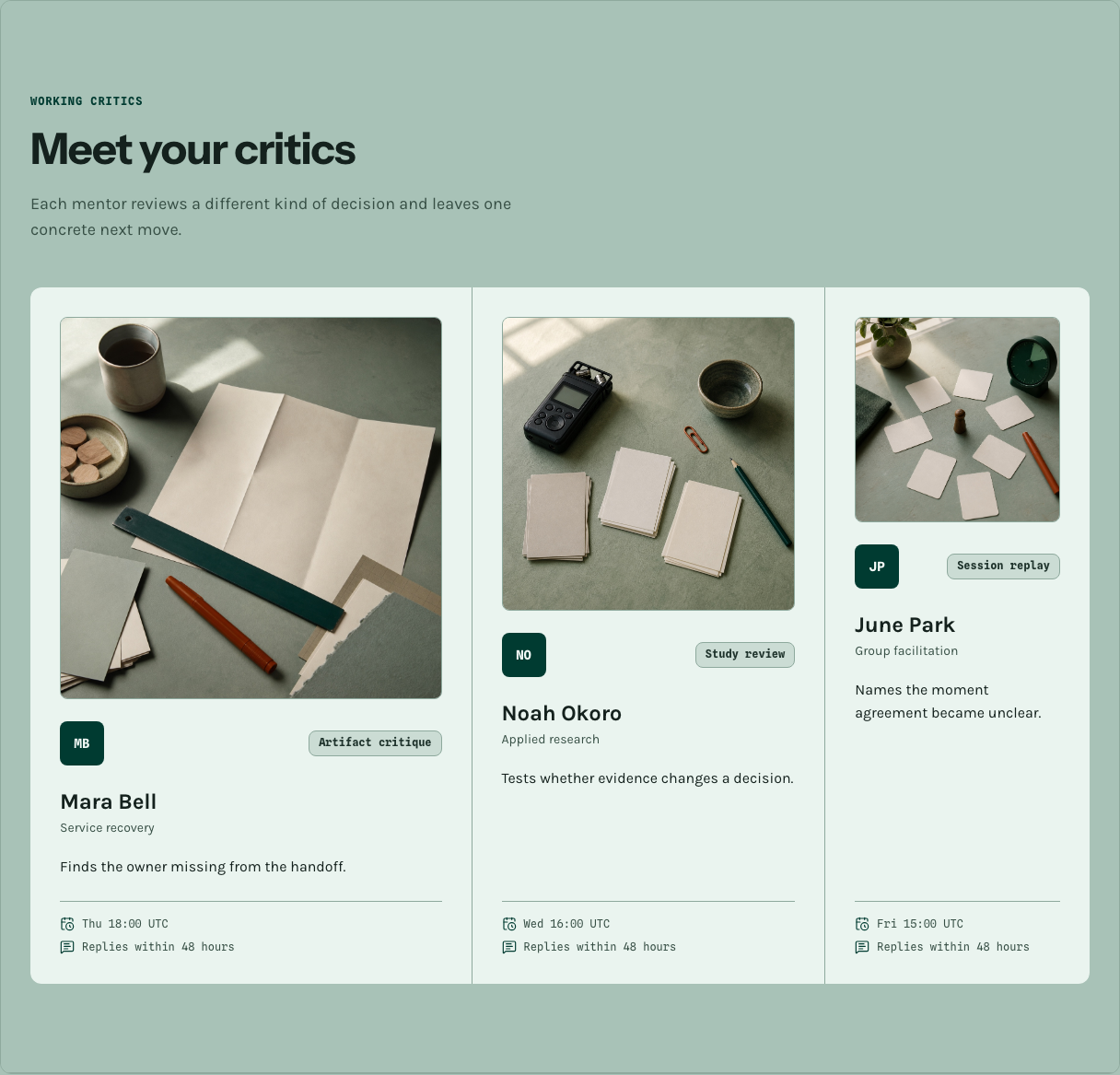 Seminar online course template Next.js — mentor-roster component