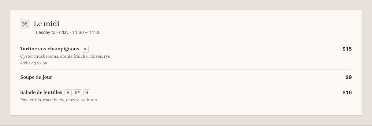 Carafe cafe website template Tailwind — ui/card-panel component