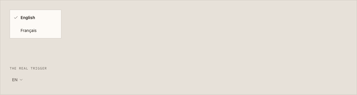 Carafe cafe website template Tailwind — ui/dropdown-menu component
