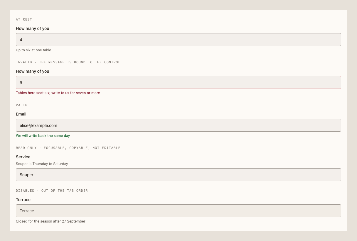 Carafe cafe website template Tailwind — ui/field component