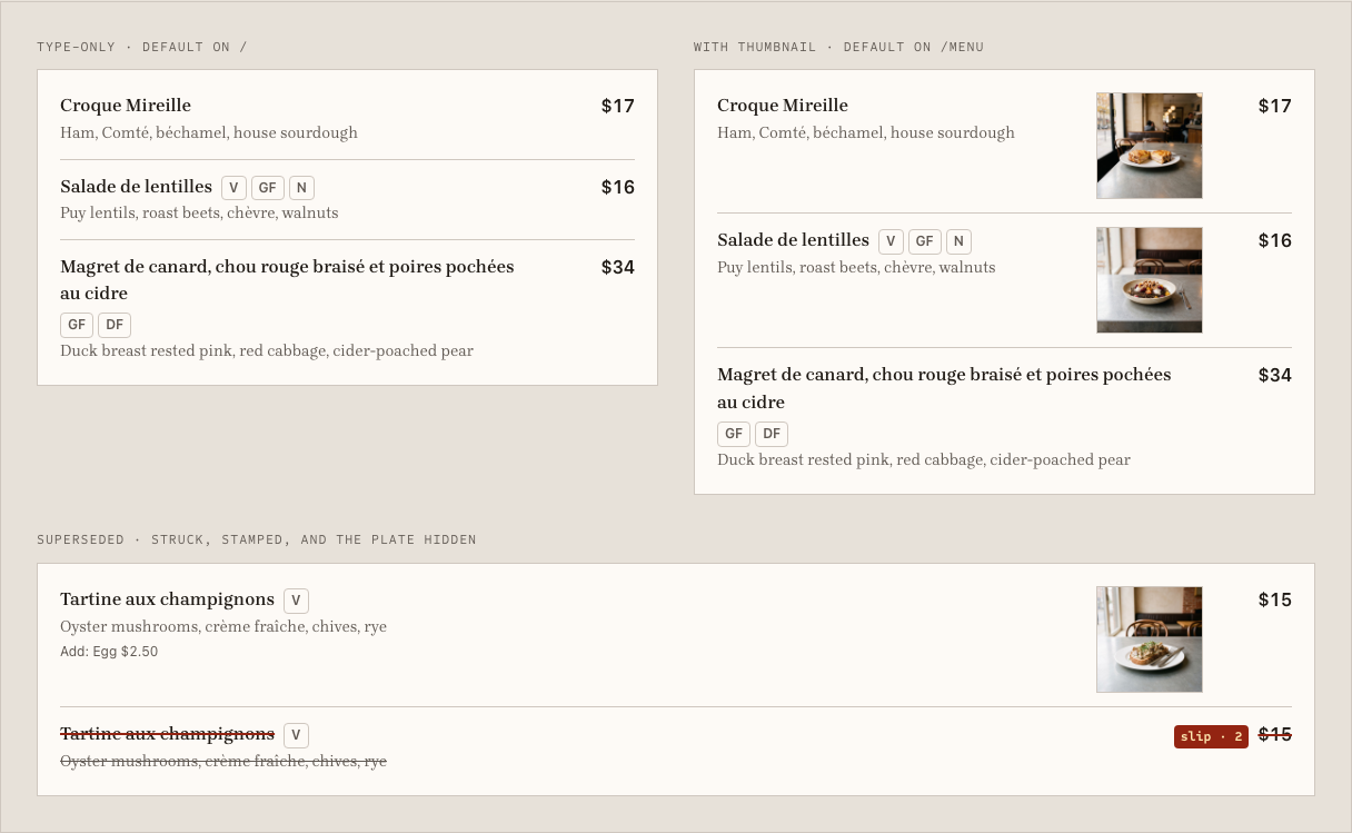 Carafe cafe website template Tailwind — ui/item-row component