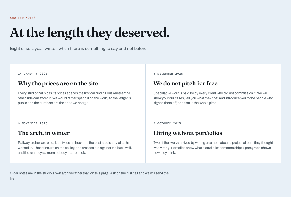 Foundry free Tailwind agency portfolio template — journal-notes component