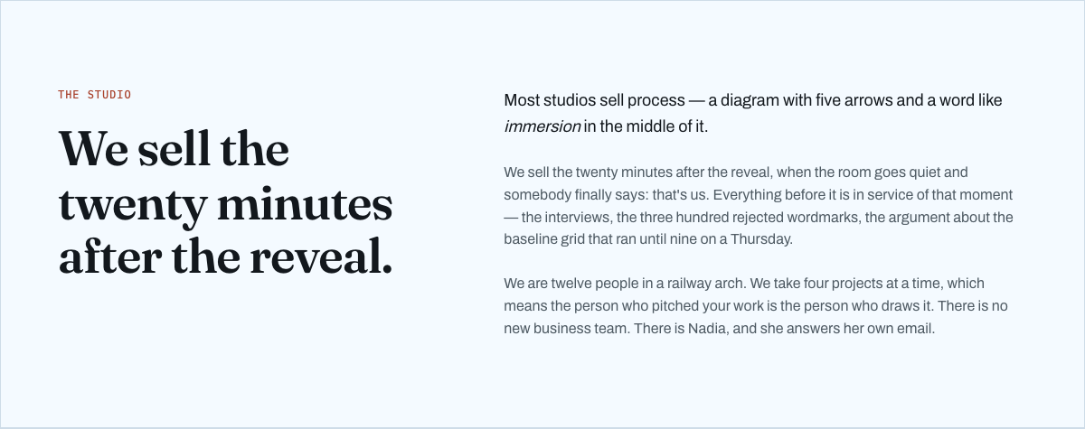Foundry free Tailwind agency portfolio template — manifesto component