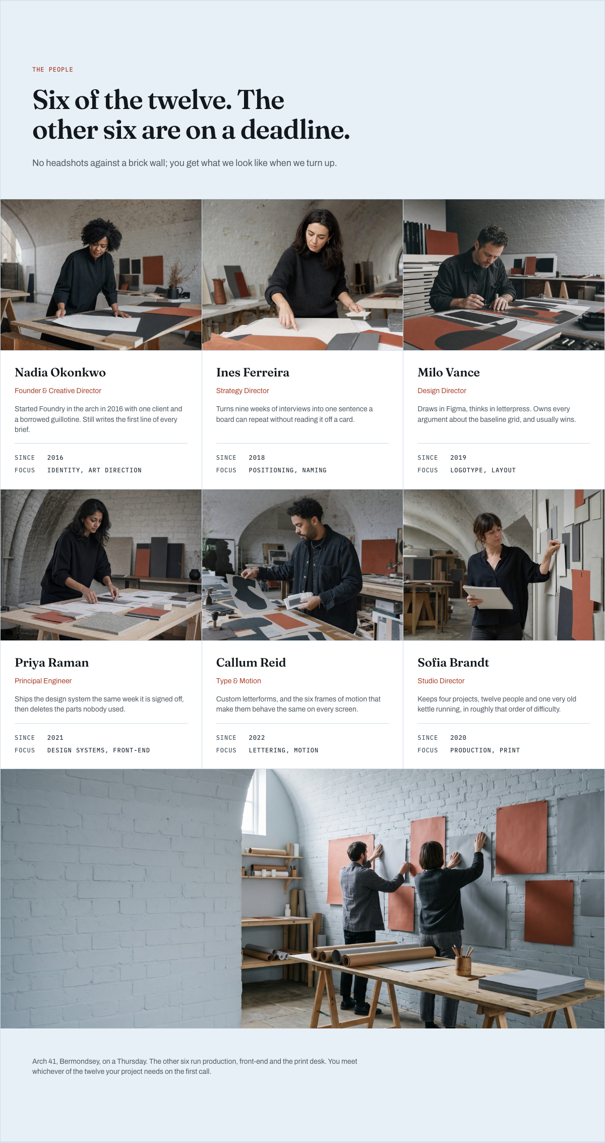 Foundry free Tailwind agency portfolio template — team-grid component