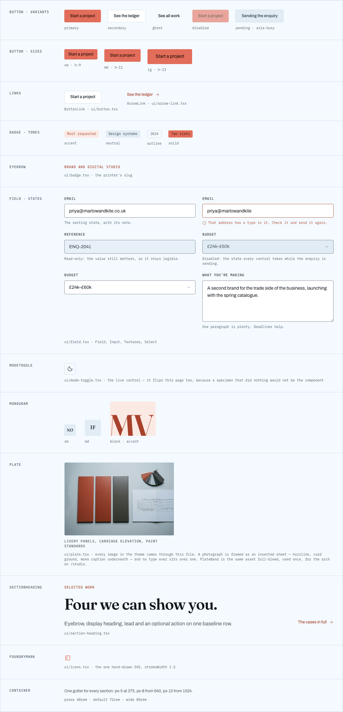 Foundry free Tailwind agency portfolio template — ui/* · 10 more primitives component