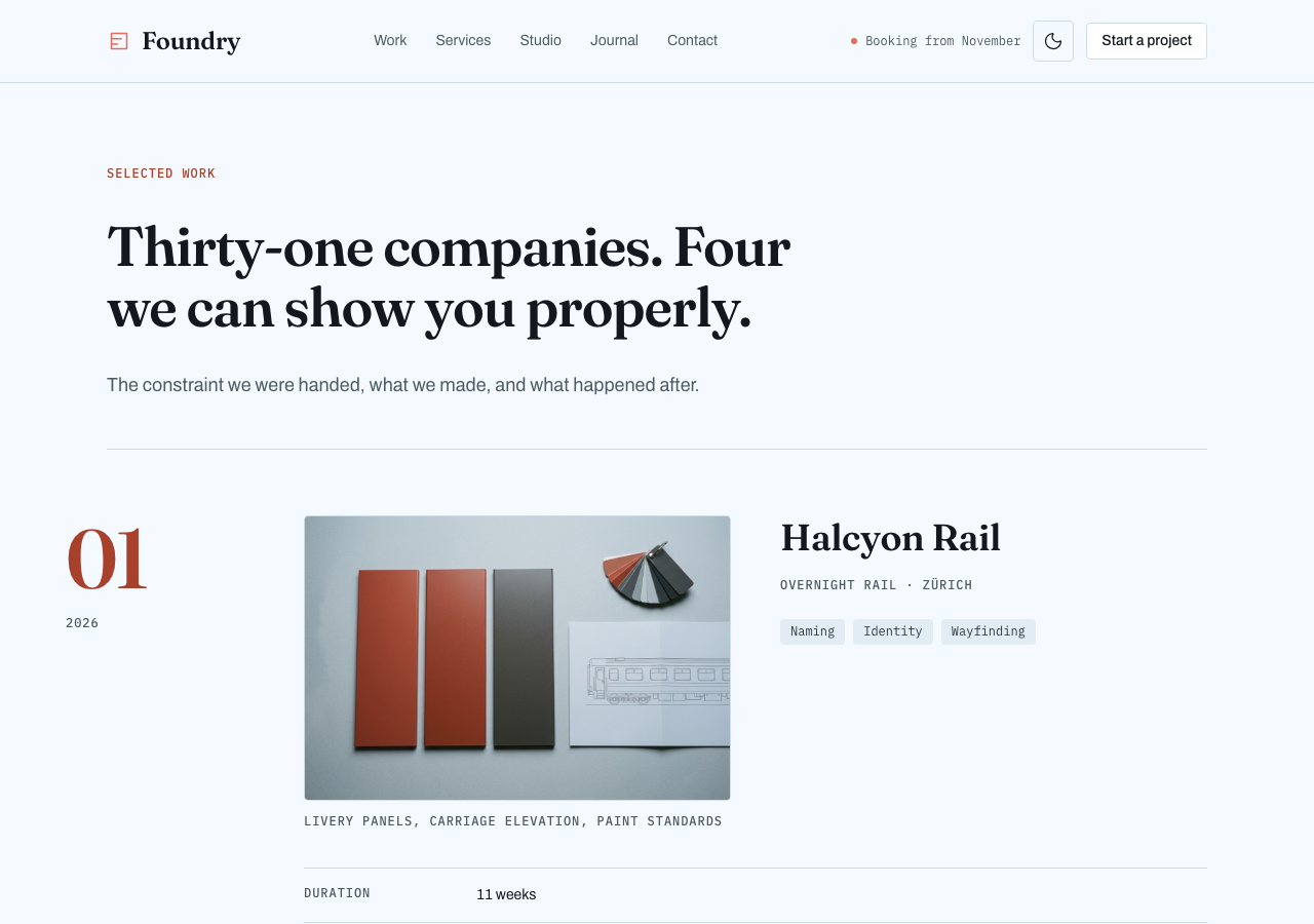 Foundry work page, light mode