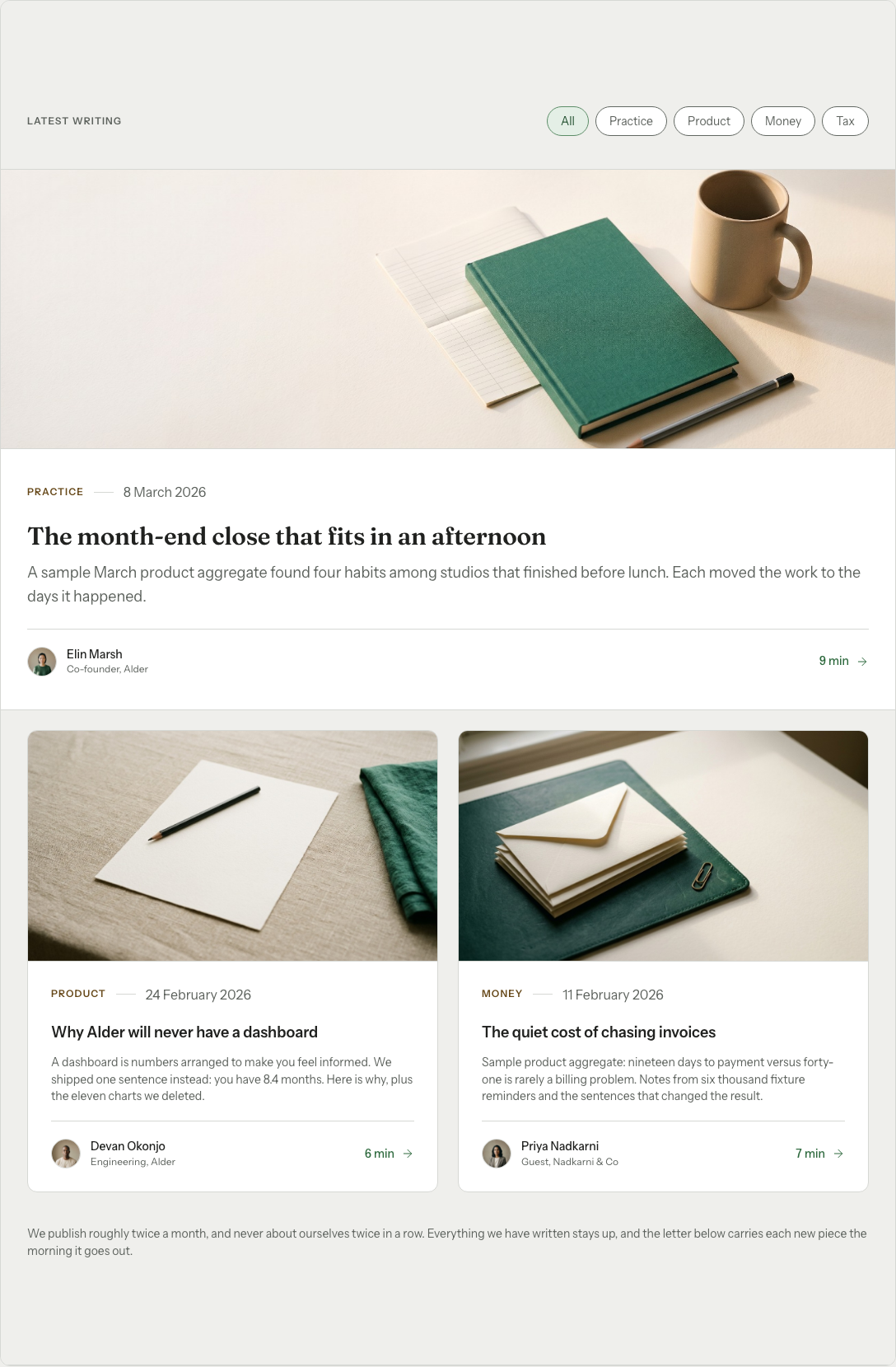 Grove Next.js SaaS landing page template — blog-index component