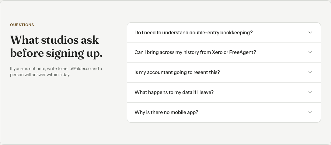 Grove Next.js SaaS landing page template — faq component