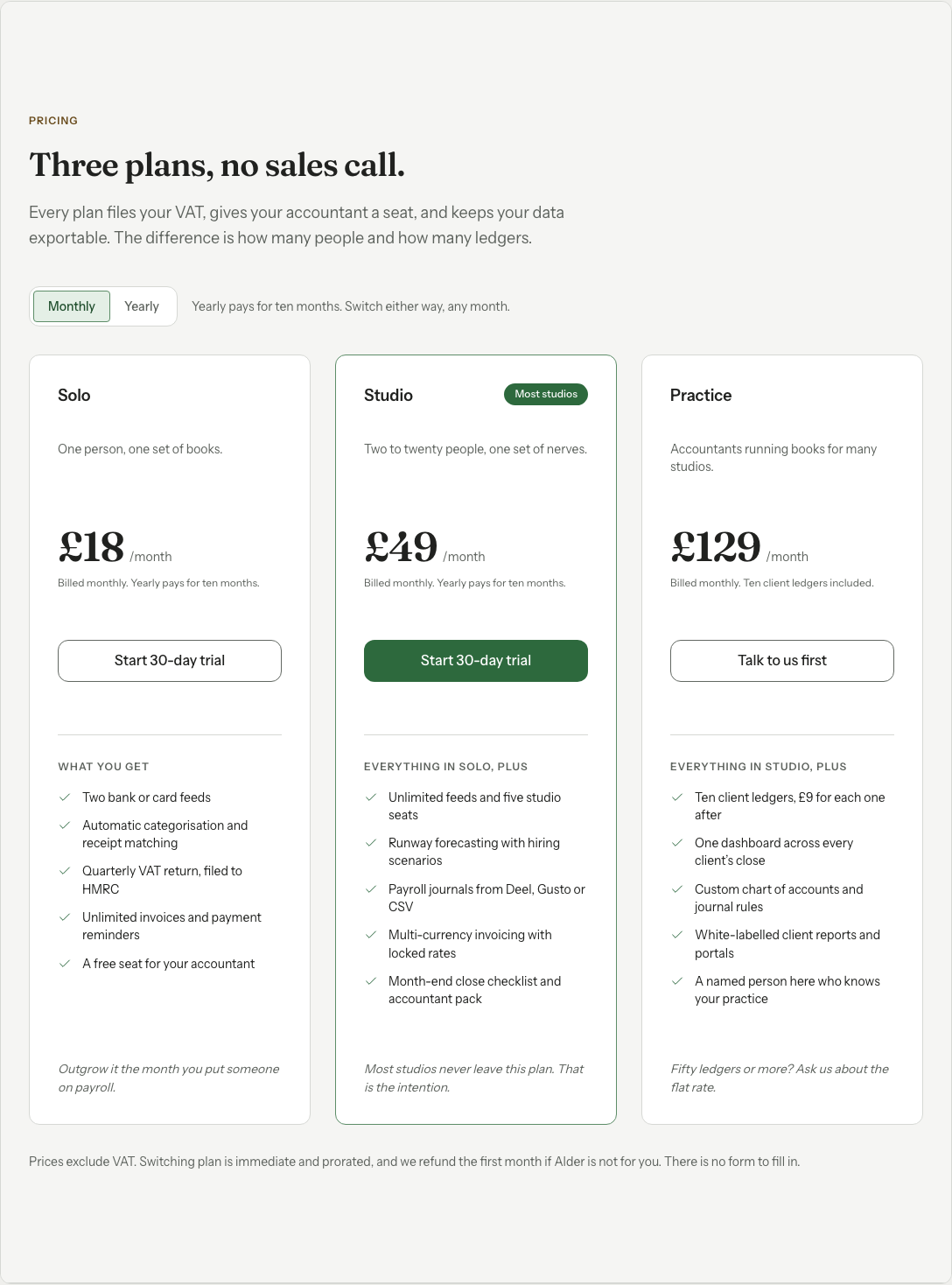 Grove Next.js SaaS landing page template — pricing-table component