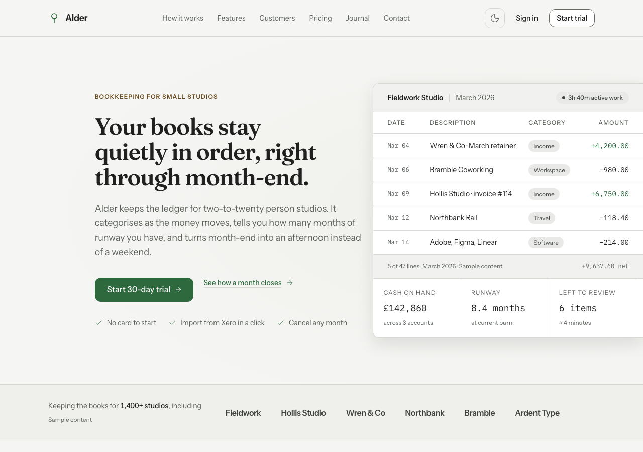 Grove Next.js SaaS landing page template — home page