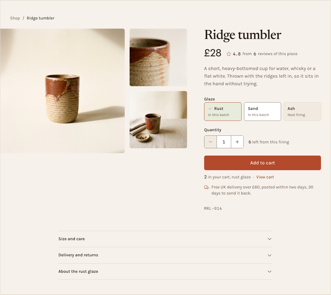 Kiln Tailwind ecommerce Next.js template — product-detail component