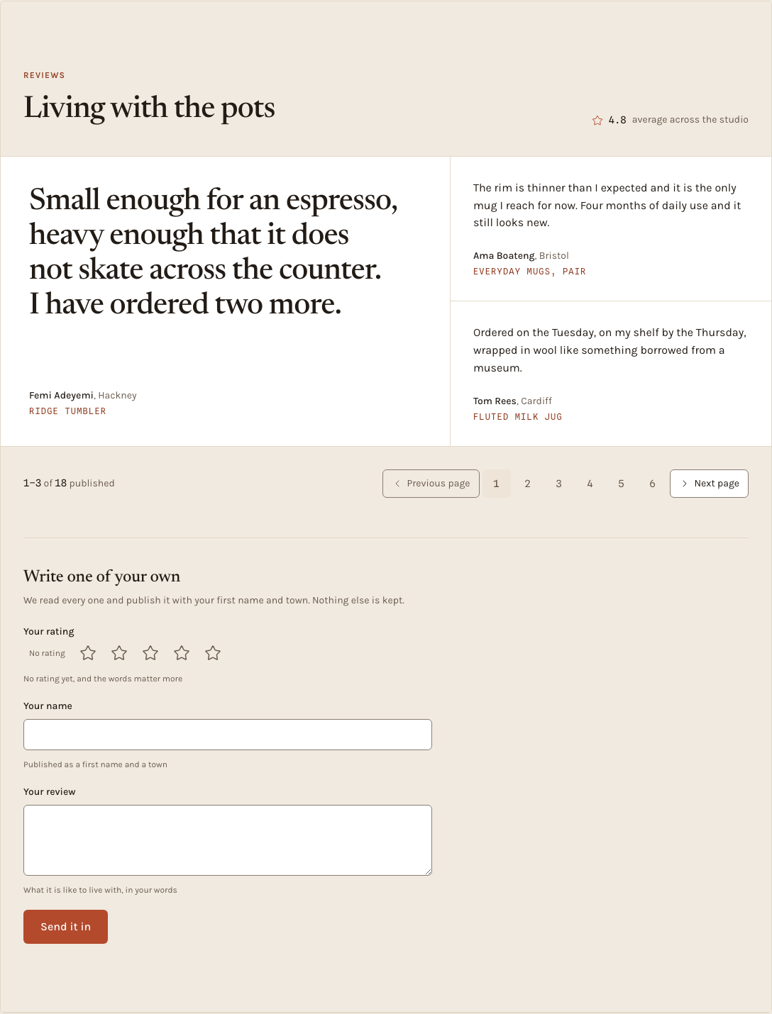 Kiln Tailwind ecommerce Next.js template — reviews component