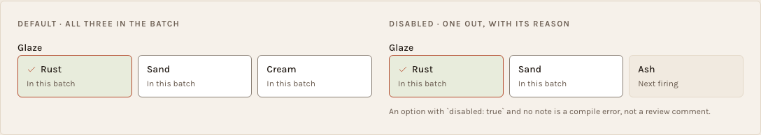 Kiln Tailwind ecommerce Next.js template — ui/variant-selector component