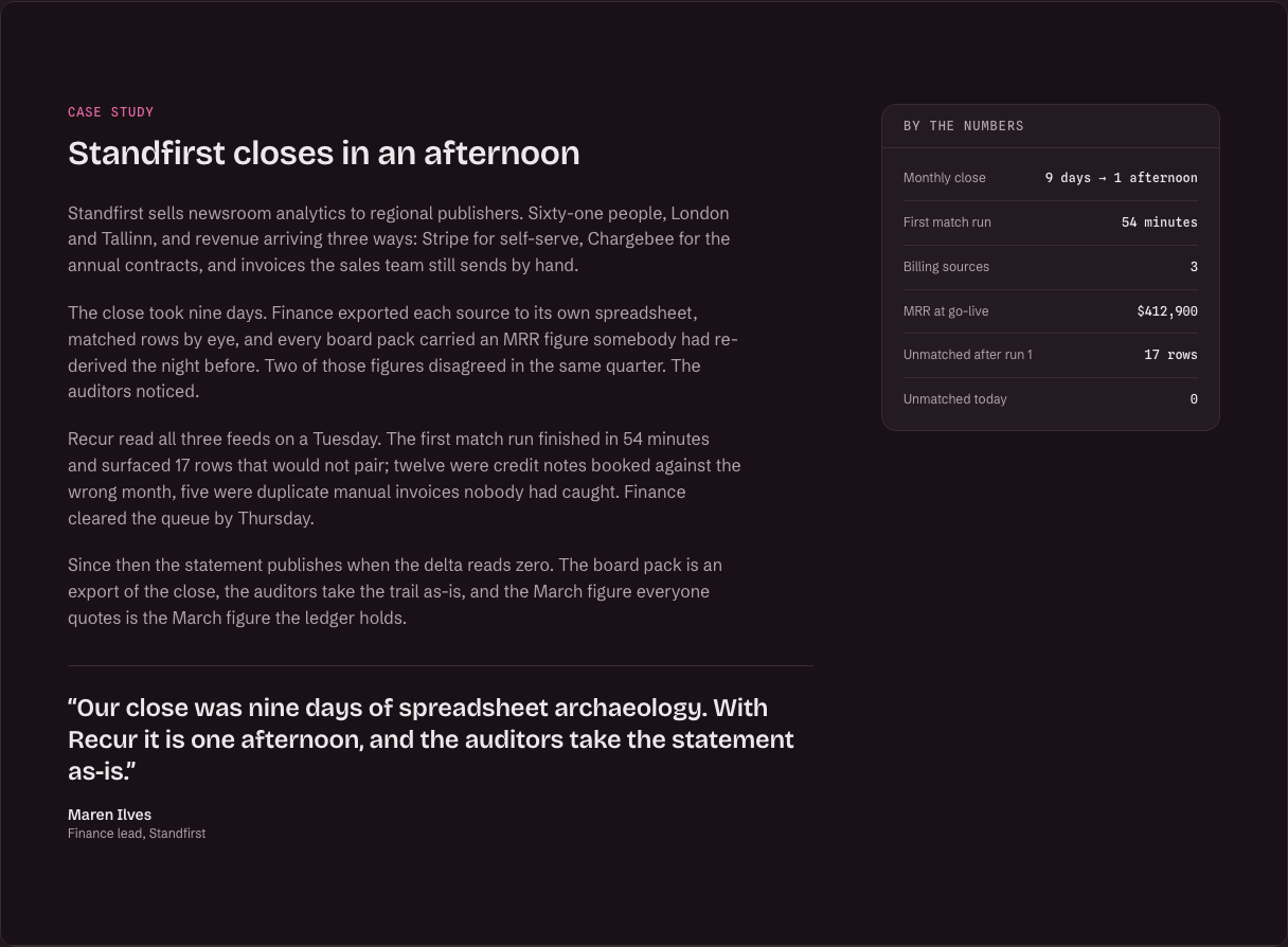 Marquee Tailwind React SaaS landing page template — case-study component