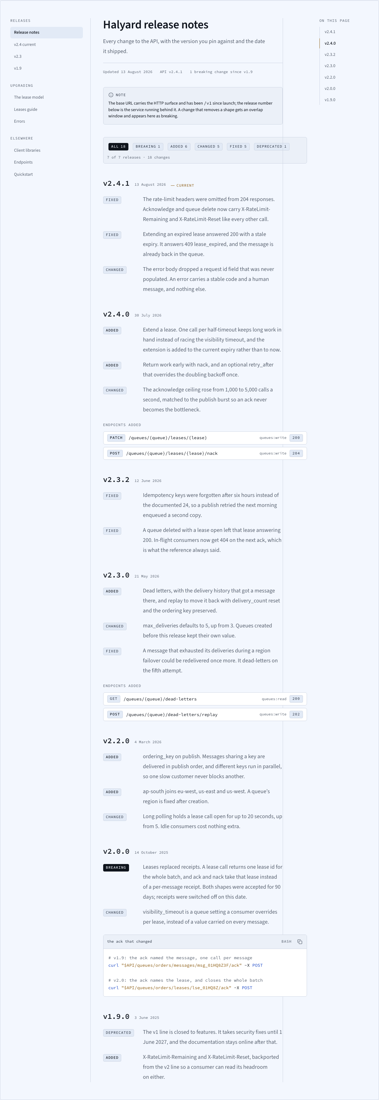 Meridian Tailwind documentation template — changelog-log component