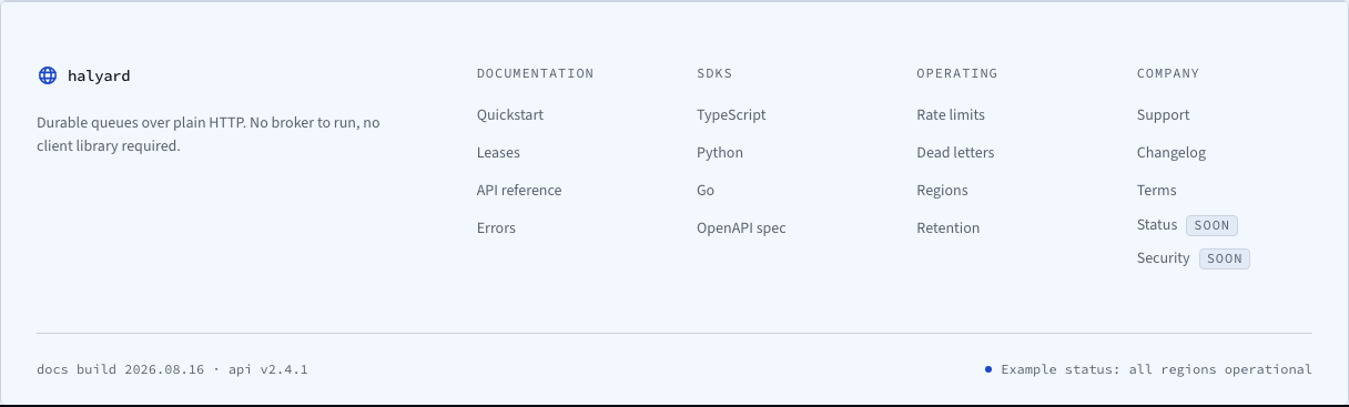 Meridian Tailwind documentation template — site-footer component