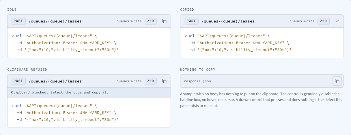 Meridian Tailwind documentation template — ui/copy-button component