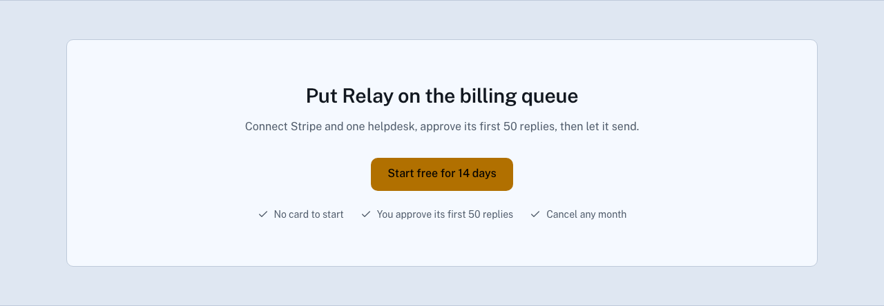 Relay AI SaaS landing page template — cta component