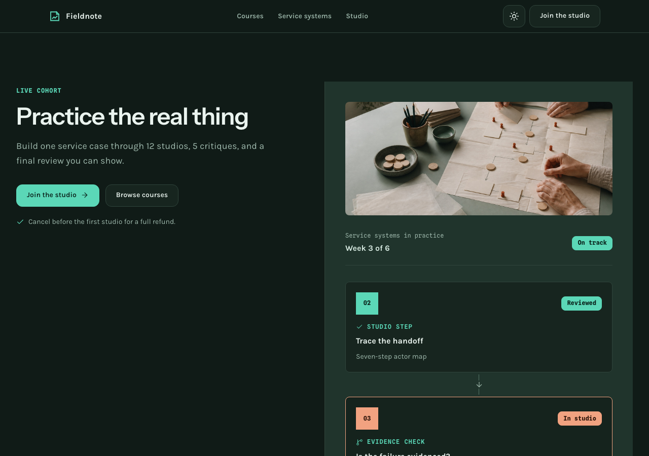 Seminar – Cohort Learning Platform home page, dark mode