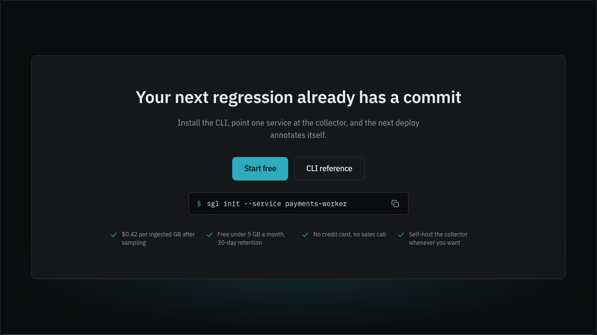 Signal developer tool landing page template — cta component