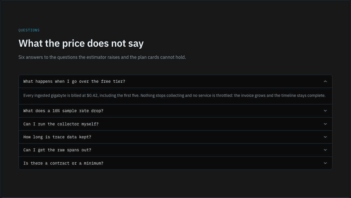 Signal developer tool landing page template — faq component