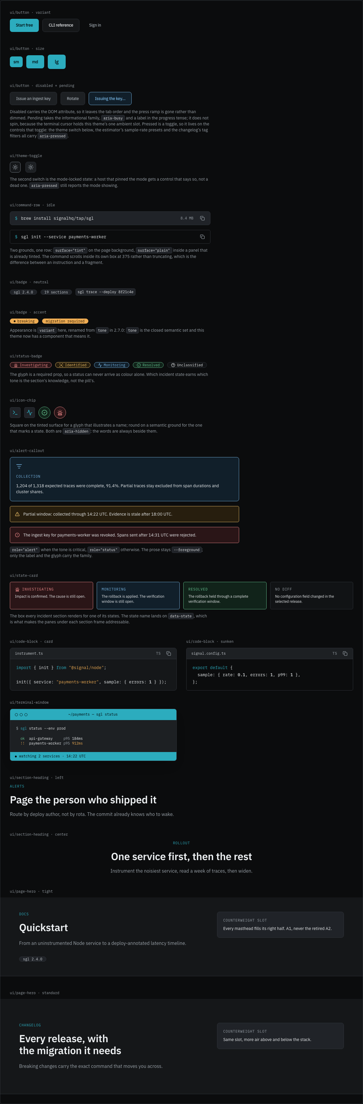 Signal developer tool landing page template — ui/* · 16 more primitives component