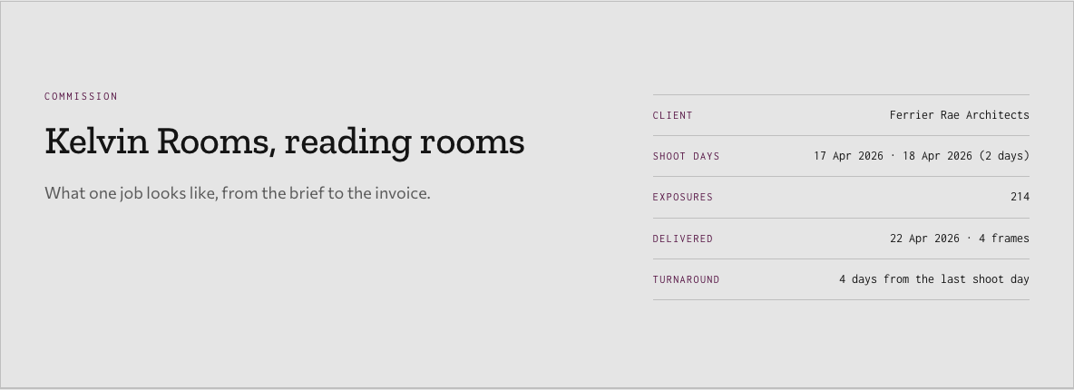 Bellows photography portfolio template Next.js — commission-head component