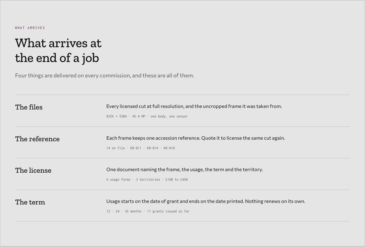 Bellows photography portfolio template Next.js — deliverable component