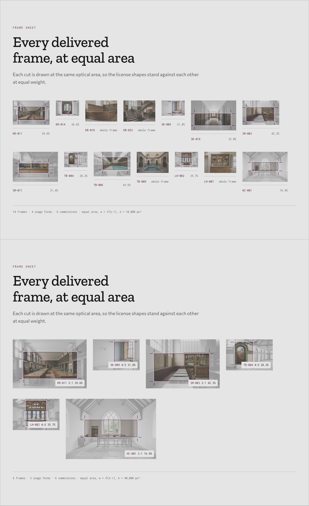 Bellows photography portfolio template Next.js — frame-sheet component