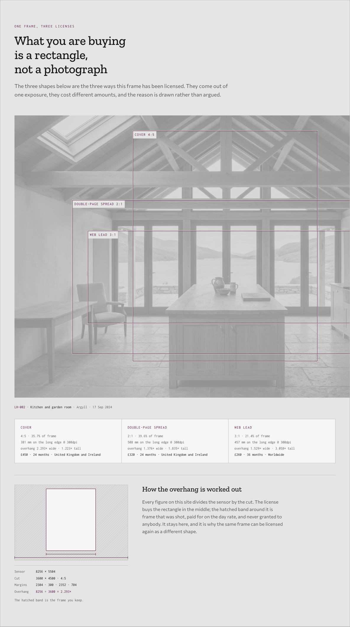 Bellows photography portfolio template Next.js — three-cuts component