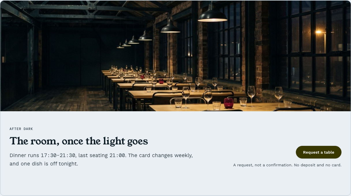 Covers restaurant website template Tailwind React — night-table component
