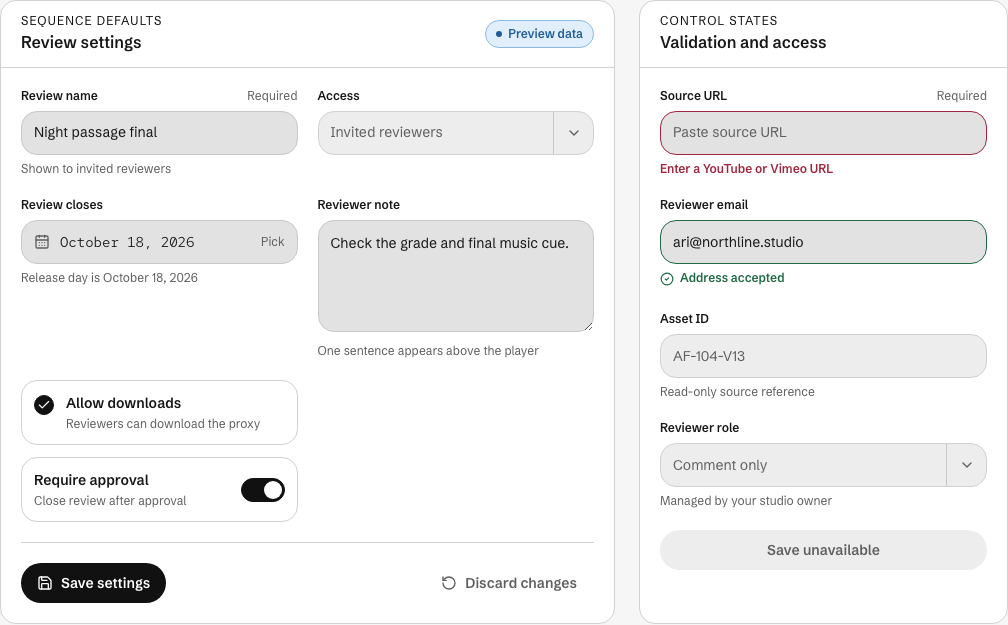 Cutroom Next.js media dashboard template — form-showcase component