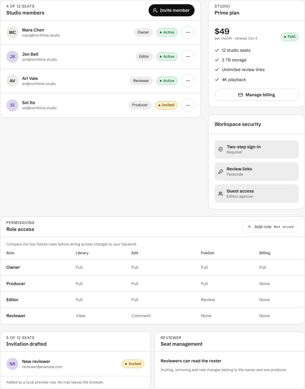 Cutroom Next.js media dashboard template — people-settings component