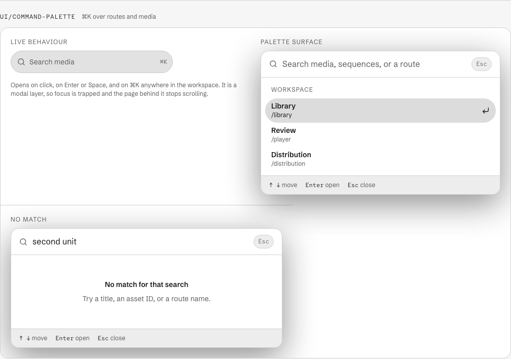 Cutroom Next.js media dashboard template — ui/command-palette component