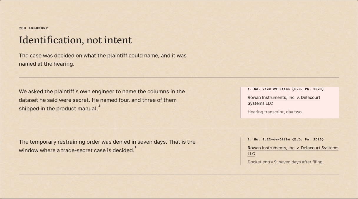 Docket law firm Tailwind template — matter-argument component