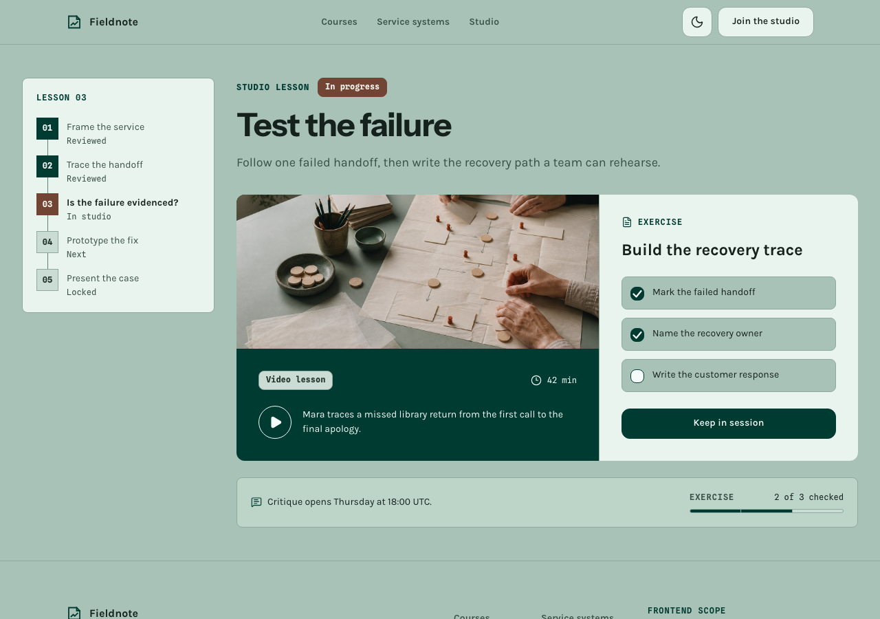 Seminar online course template Next.js — lesson page
