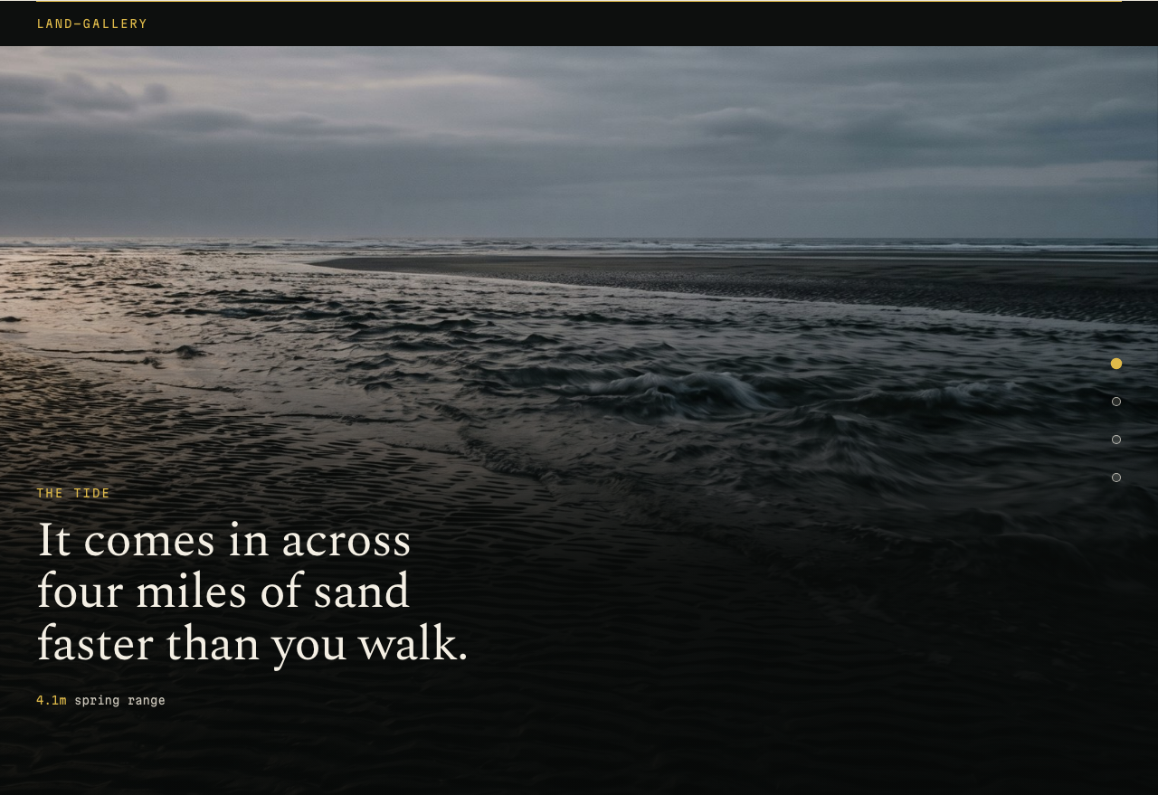 Tideline coming soon website template — land-gallery component