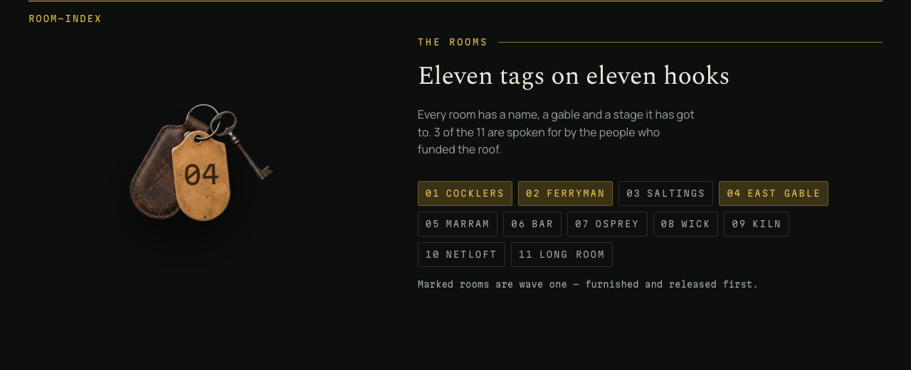 Tideline coming soon website template — room-index component