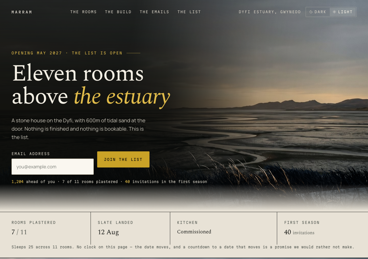Tideline — Pre-launch & Waitlist home page, light mode