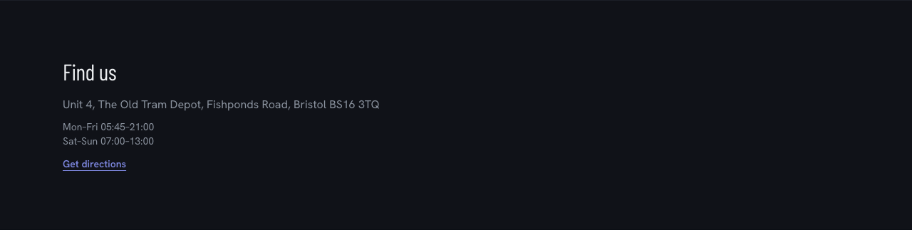 Circuit gym website template Tailwind React — location-hours component