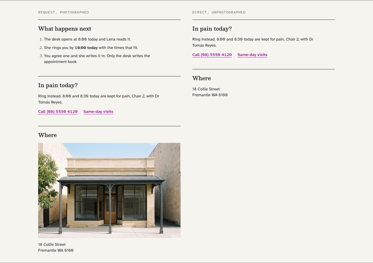 Quadrant dental website template Next.js — book-next component