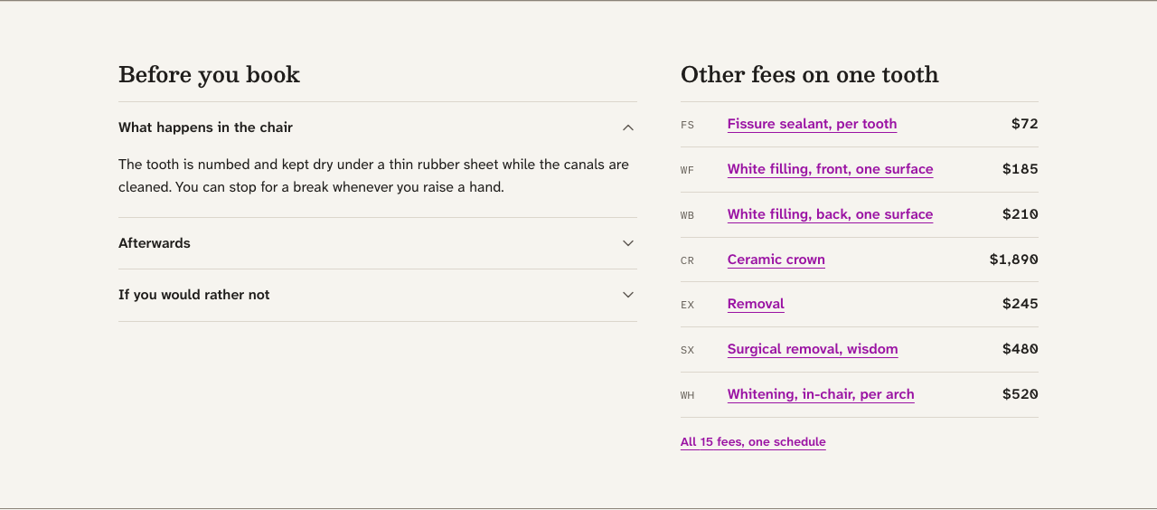 Quadrant dental website template Next.js — treatment-notes component
