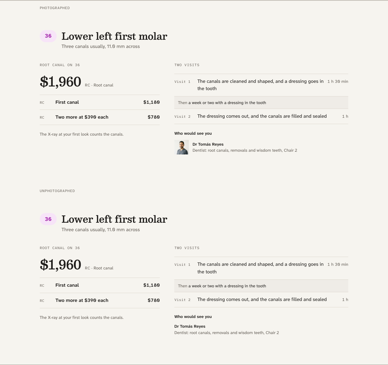 Quadrant dental website template Next.js — treatment-quote component
