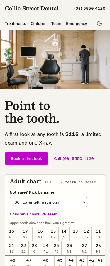 Quadrant home page, light mode