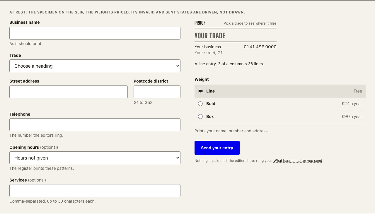 Guideword Next.js directory template — listing-form component