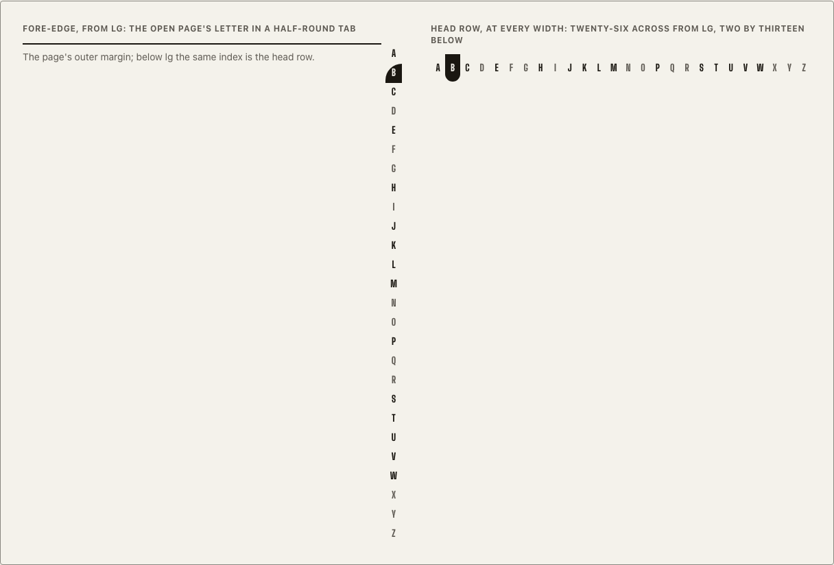 Guideword Next.js directory template — ui/thumb-index component